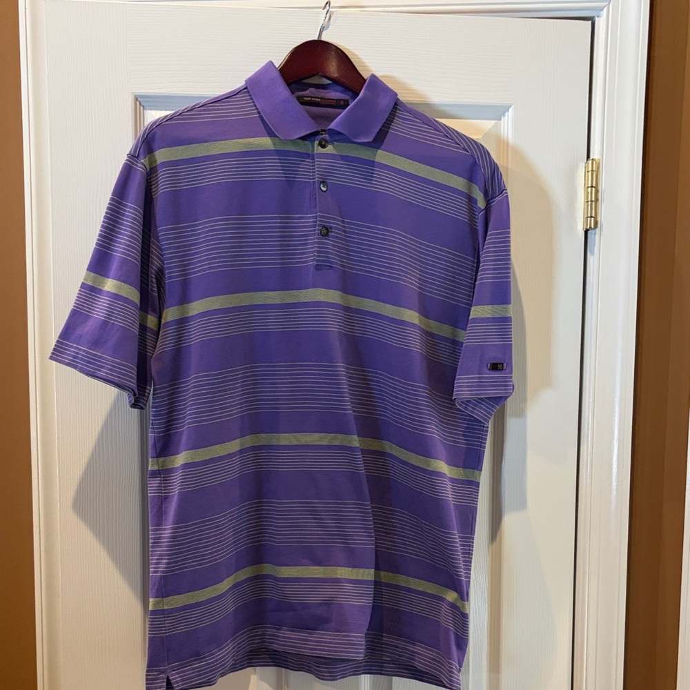 Purple Striped Tiger Woods Color Men's Polo Shirt